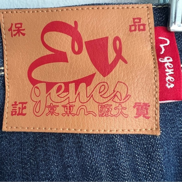 EVISU Indigo Genes Japan Selvedge Denim Jeans Low Rise Bootcut Size 30 Dark Wash - Picture 15 of 15